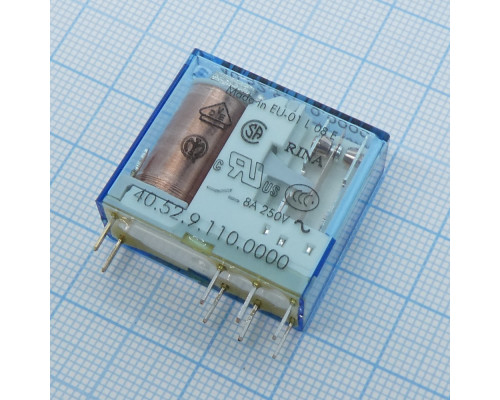 40.52.9.110.0000, Миниатюрное реле; 2 перекидных контакта 8А (= 110В DC)